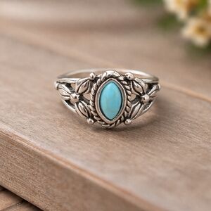 New Silver Turquoise Ring, Size 8.5